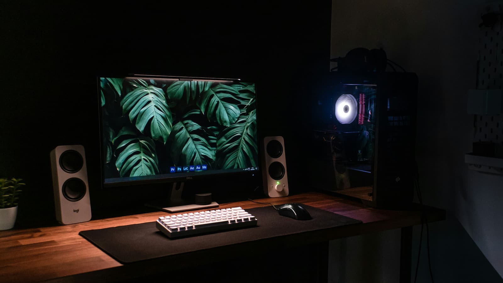 Custom PC with glowing fans
